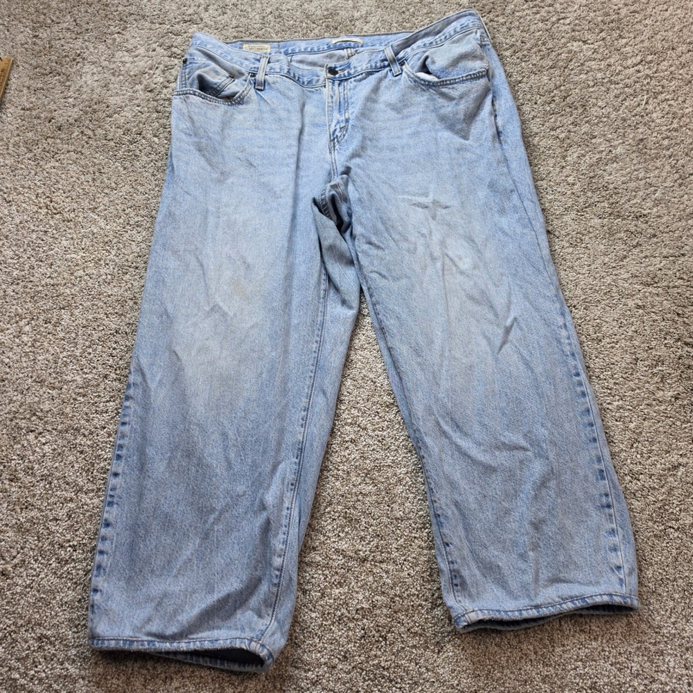 Levis Baggy Dad Jeans Womens 18W S Light Wash Blue Wide Leg Denim A3498-0012